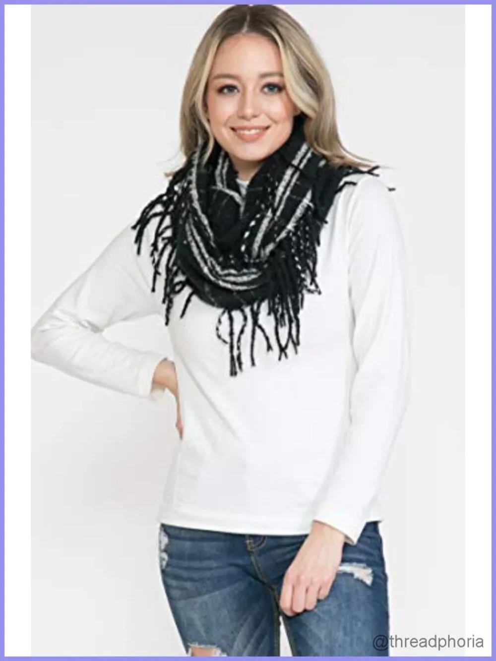 Women's Plaid Infinity Scarf Ultra Soft Warm Circle Loop Winter